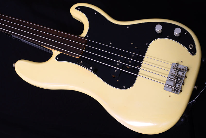 1976 Fender Precision Bass Fretless Olympic White Electric Guitar