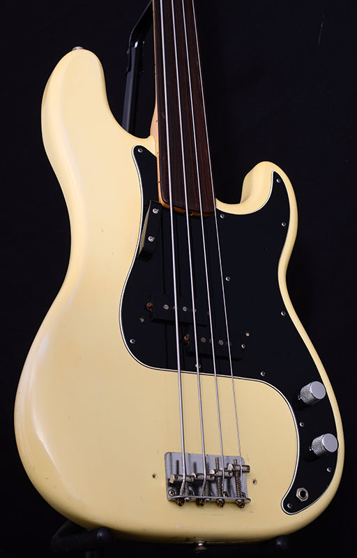 1976 Fender Precision Bass Fretless Olympic White Electric Guitar